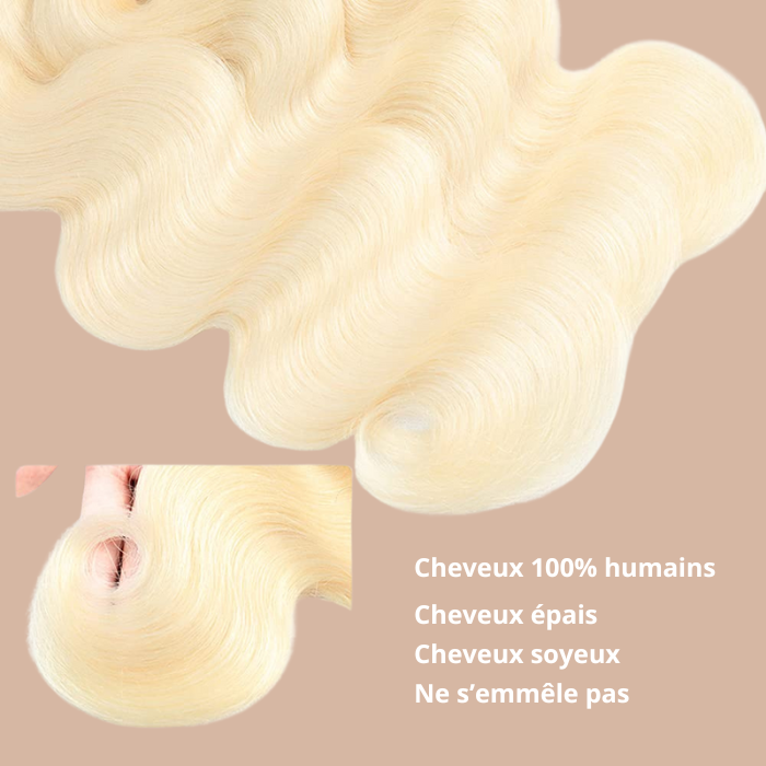 Tissage Cheveux Vierge Human Hair Body Wave Blond Platine