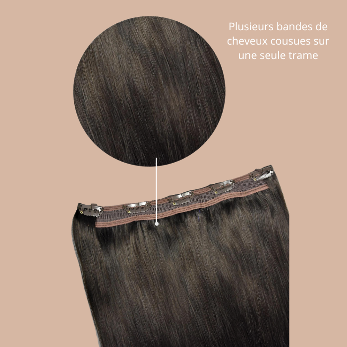Extensión con clips 100% naturales Mono Banda de marrón liso
