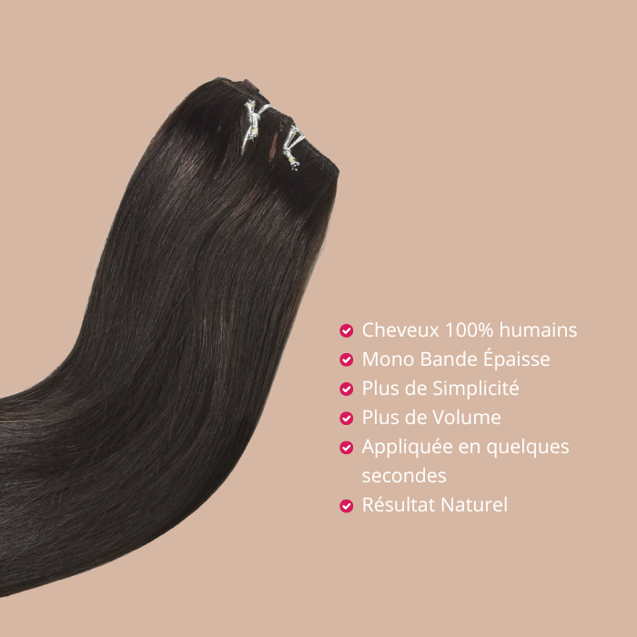 Extensión con clips 100% naturales Mono Banda de marrón liso