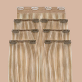 Clip-In Extensions Straight Chatain Méché Blond