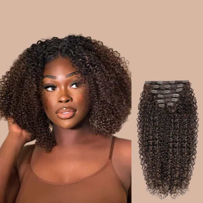 Afro Curly Brown Clip-In Extensions