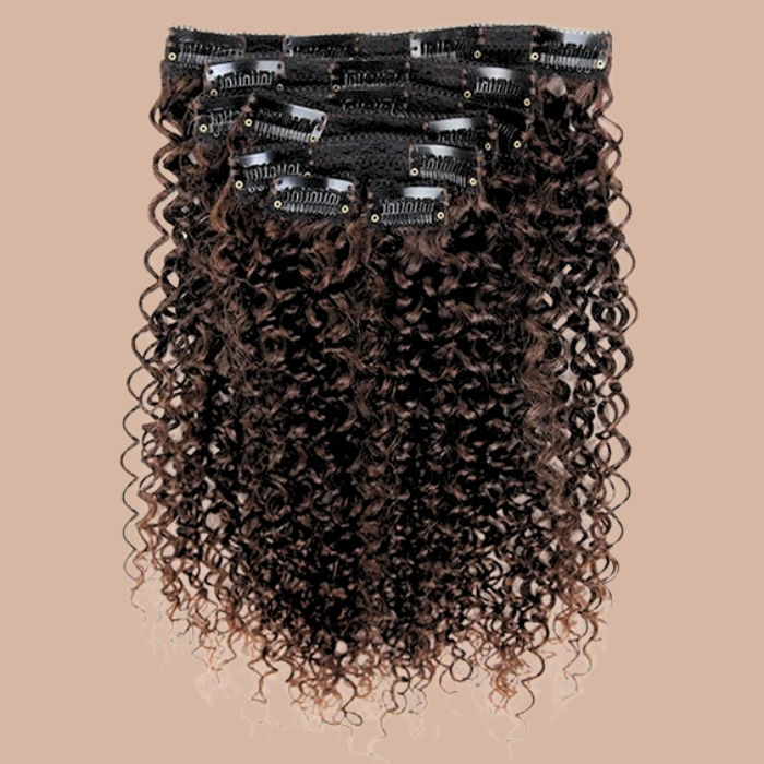 Afro krullend bruin Clip-In Extensions