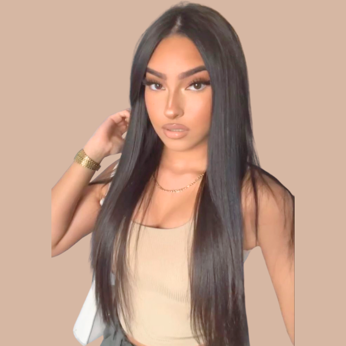 Extensión con clips 100% naturales Mono Banda de marrón liso