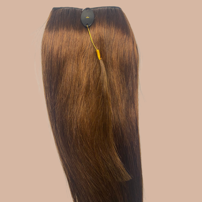 Extensión de clip 100% natural Banda mono de chocolate recta