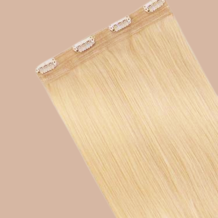 Extension with 100% natural clips Straight Blond Platinum Mono Bande