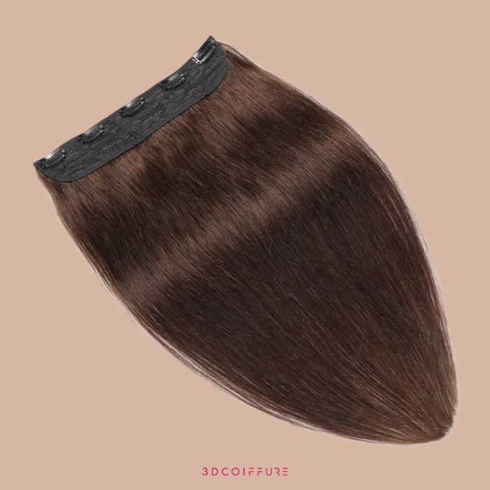 Estensione con clip naturali al 100% Bande marrone dritta