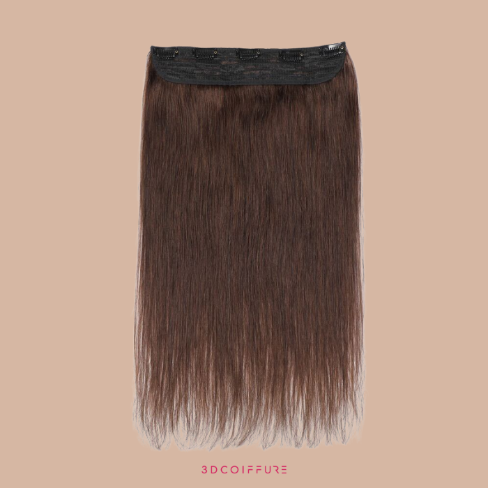 Estensione con clip naturali al 100% Bande marrone dritta