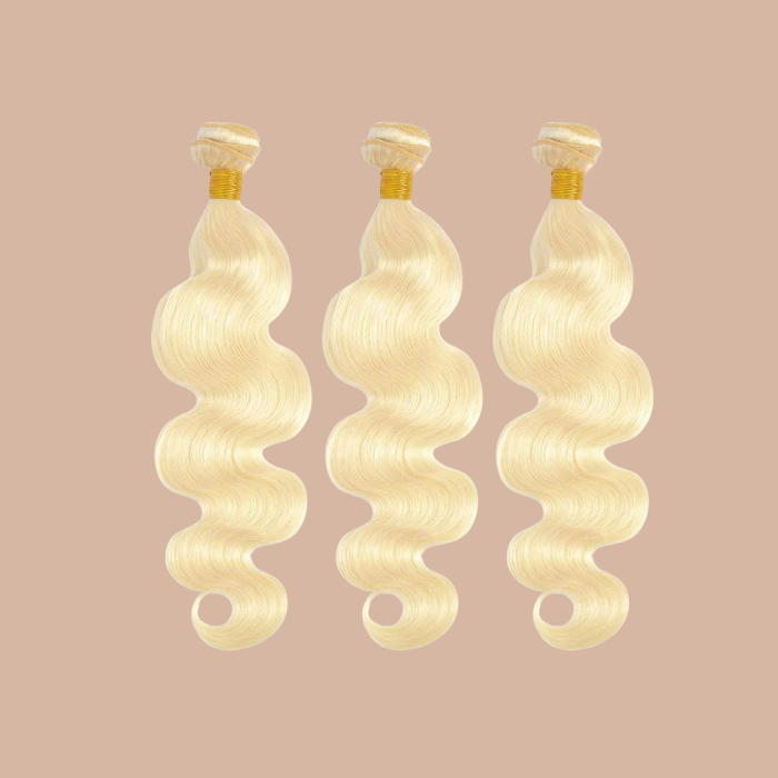 3 Paquets de Tissage Cheveux Vierge Human Hair Body Wave Blond Platine