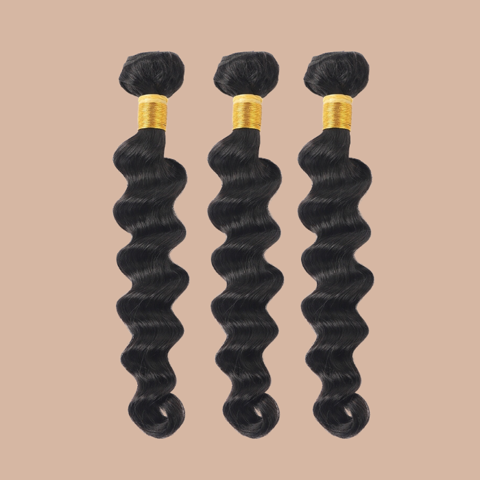 3 Paquets de Tissage Cheveux Vierge Human Hair Loose Deep Brun Foncé