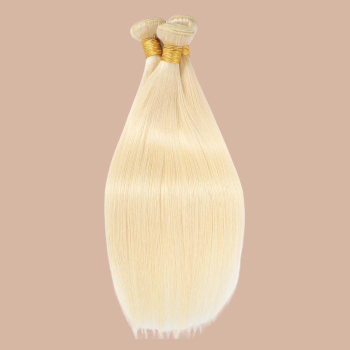 3 Paquets de Tissage Cheveux Vierge Human Hair Straight Blond Platine