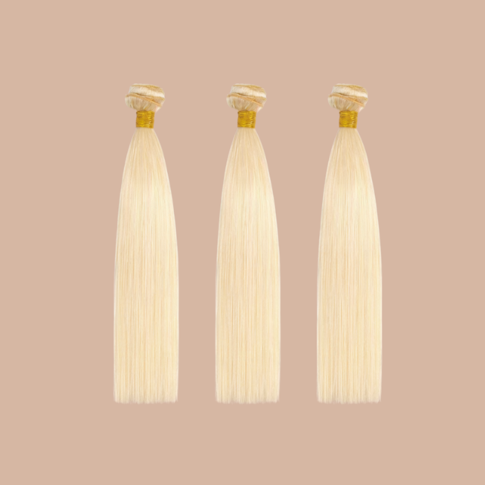 3 Paquets de Tissage Cheveux Vierge Human Hair Straight Blond Platine