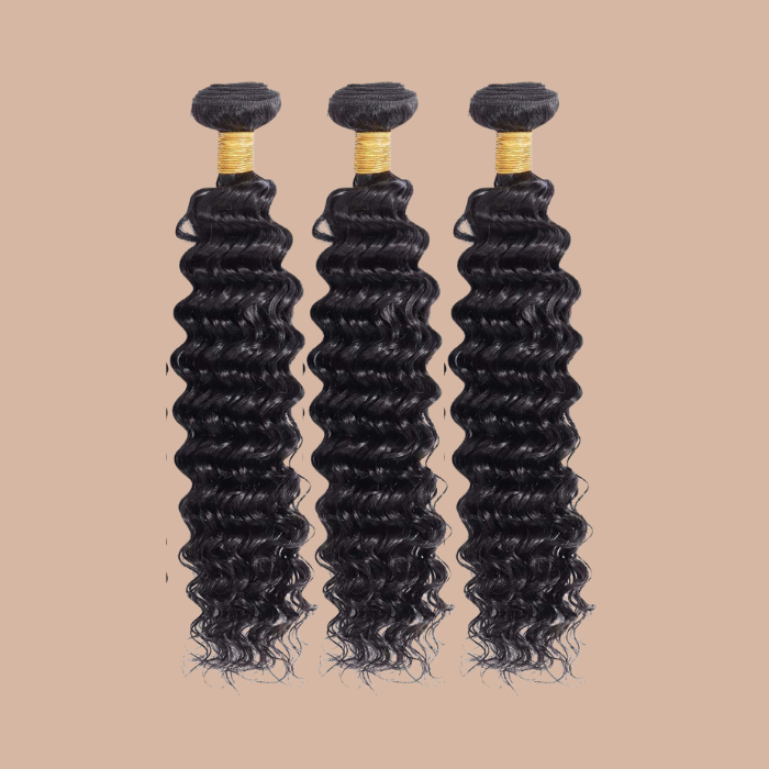 3 Paquets de Tissage Cheveux Vierge REMY Hair Deep Wave Brun Foncé