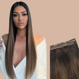 Clip-On Extension Straight Ombre Brun Chocolat Blond Mono Bande Maxi Volume