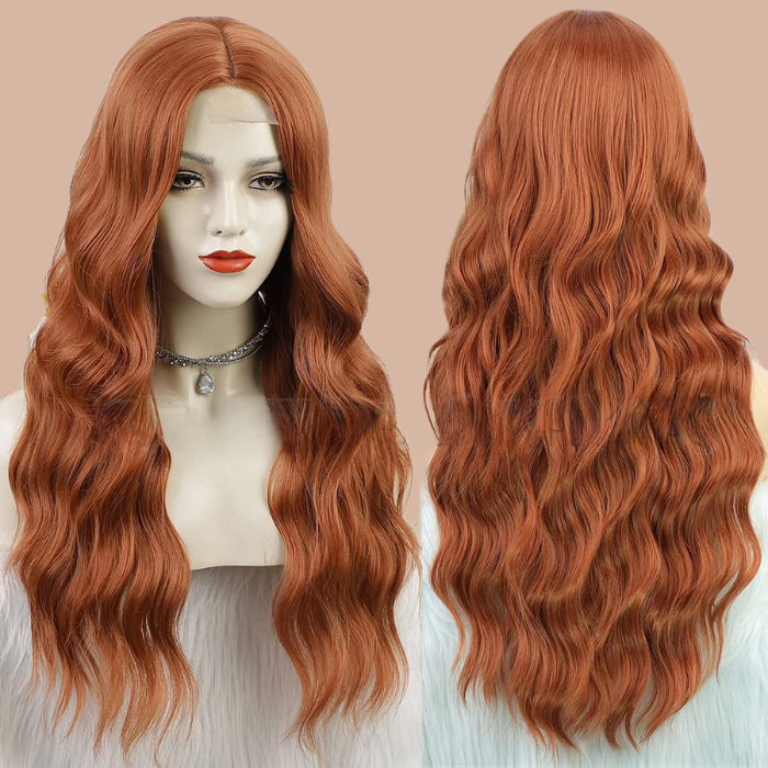 Lange gewellte Perücke Rotes Haar