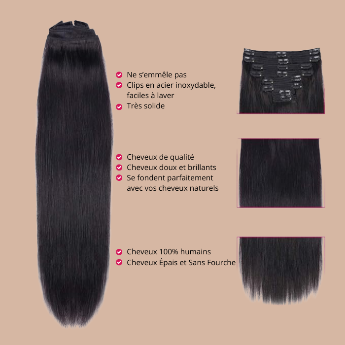 Straight Clip Extensions Black