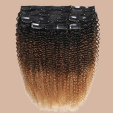 Afro krullend Clip-In Extensions Ombre Bruin Chocolade Blond