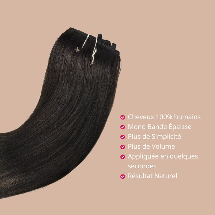 100% natuurlijke clipverlenging Body Wave Black Mono Band