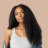 Extension with 100% natural clips Kinky Straight Black Mono Bande