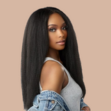 Extension with 100% natural clips Kinky Straight Black Mono Bande