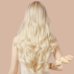 100 Blond Platinum blonde keratin extensions