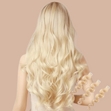 Blonde platina -golvende lijmverlengingen
