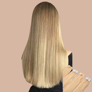 Blond steep adhesive extensions