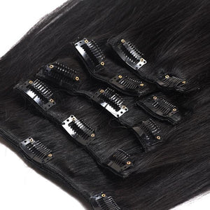 Clips Raides Couleur Unie Noir 160 Gr 46 Cm extensions cheveux