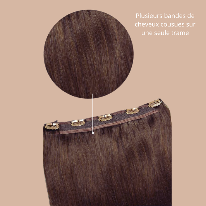 Extensión de clip 100% natural Banda mono de chocolate recta