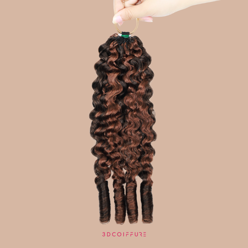 Extensiones rizadas B de trama de plumas: hebras finas para unir