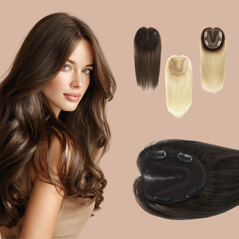 Postiche à clips en cheveux humains – Volume & couvrance