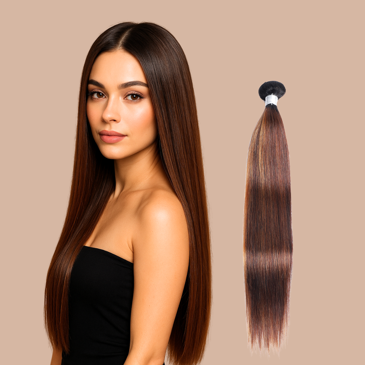 Tissage Straight | Chatain Méché | T1B4/30#