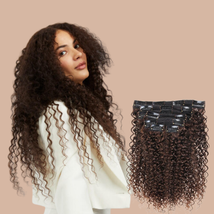 Extensions à Clips Afro Curly Brun