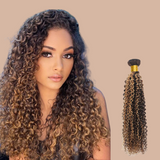 Tissage Cheveux Vierge Human Hair Kinky Curly Chatain Méché Blond