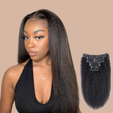 Clip-In Extensions Kinky Straight Black
