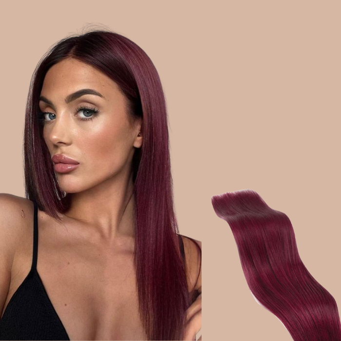 Extensie met 100% natuurlijke clips recht donkerbruine schaduw 99j monomot Destocking