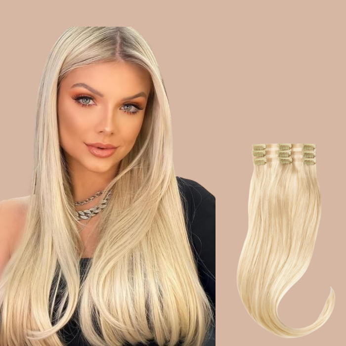 Extensions à Clips Straight Blond Platine