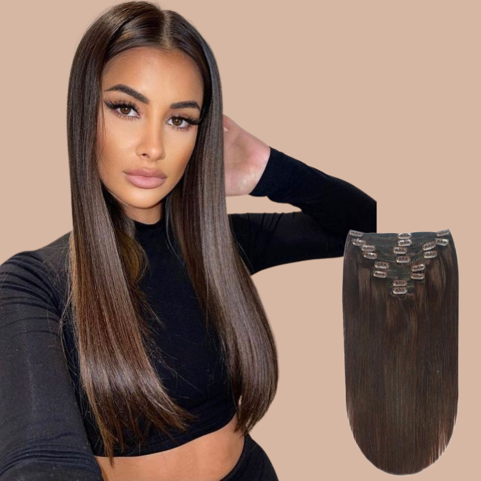 Extensions à Clips Straight Chocolat