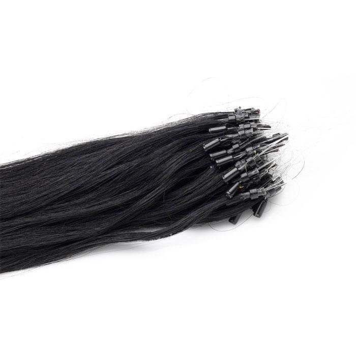 100 Extensions Easy Loop Raides Noir 46 Cm 50 Gr extensions cheveux