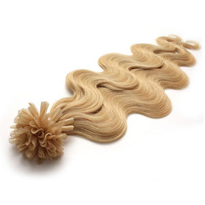 100 Extensions Keratine Ondulés Blond 46 Cm 50 Gr extensions cheveux