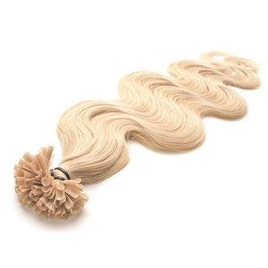 100 Extensions Keratine Ondulés Blond Platine 46 Cm 50 Gr extensions cheveux