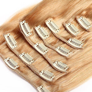 Clips Raides Méchés Blond Méché Platine 46 Cm 120 Gr extensions cheveux