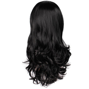 Degraded dark brown half-length wig and wavy tips