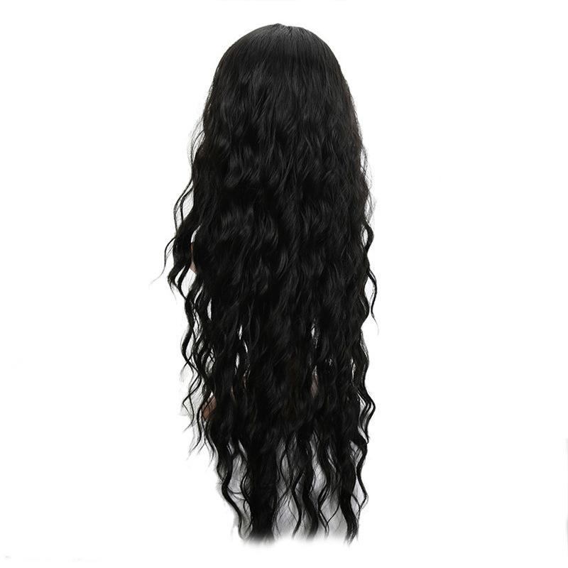 Parrucca lunga, ondulata e stratificata di colore marrone scuro